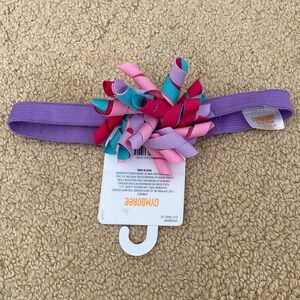 Gymboree Purple Headband with Pink, Teal & Magenta Ribbon Flower